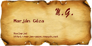 Marján Géza névjegykártya